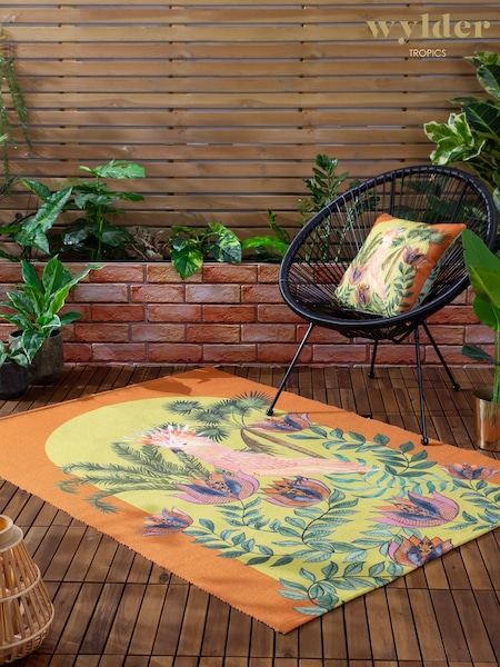 Wylder Orange Cockatoo Tropical Outdoor/Indoor Washable Rug (B67476) | £48
