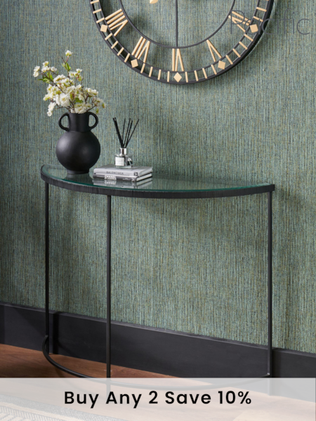 Pacific Glass and Black Metal Half Moon Console Table (B67544) | £320