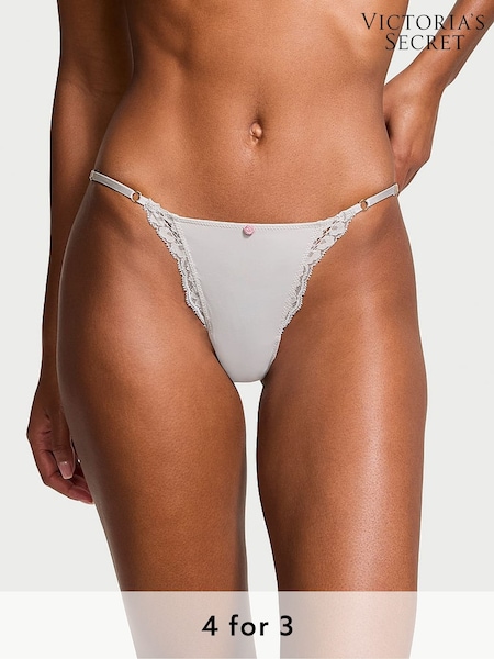 Victoria's Secret Silver Pearl Grey Lace Trim Bikini Knickers (B67883) | £14