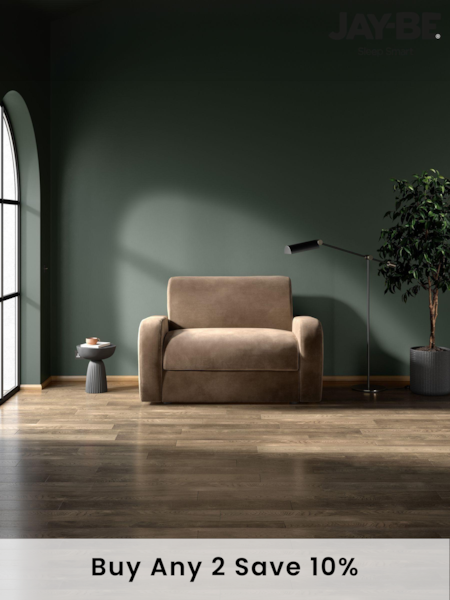 Jay-Be Luxe Velvet Cedar Mink Brown Deco Snuggle Sofa Bed (B68081) | £1,730