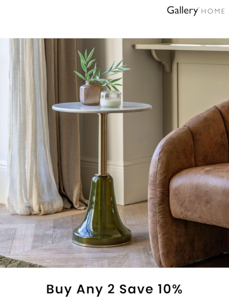 Gallery Home Gold Meknes Glass and Marble Side Table (B68437) | £291