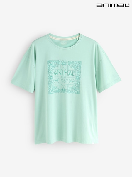 Animal Green Womens Leena Boxy 100% Cotton T-Shirt (B68569) | £26