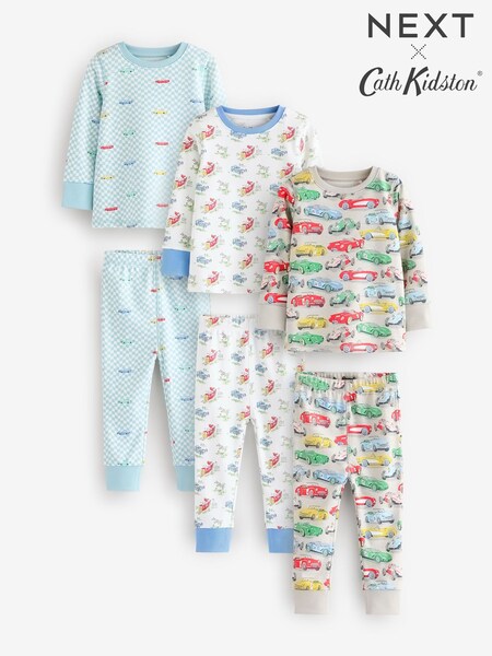 Blue/White Cars Snuggle Pyjamas 3 Pack (B68987) | £30 - £36