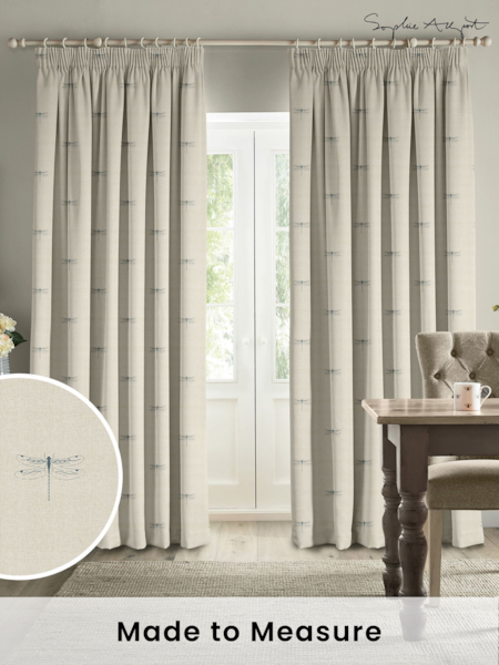 Sophie Allport Teal Blue Vector Dragonfly Made to Measure 100% Cotton Curtains (B69125) | £91