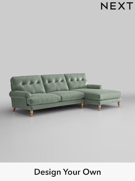 Plush Chenille/Mid Slate Teal Green Erin Buttoned Back Deep Relaxed Sit (B69141) | £2,025