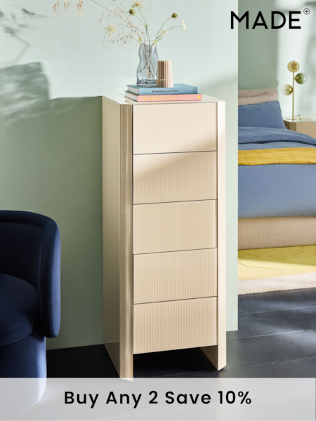 MADE.COM Ecru White Eleni 5 Drawer Chest of Drawers (B69194) | £599