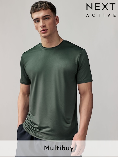 Khaki Green Active Gym Texture Training T-Shirt (B69371) | £14