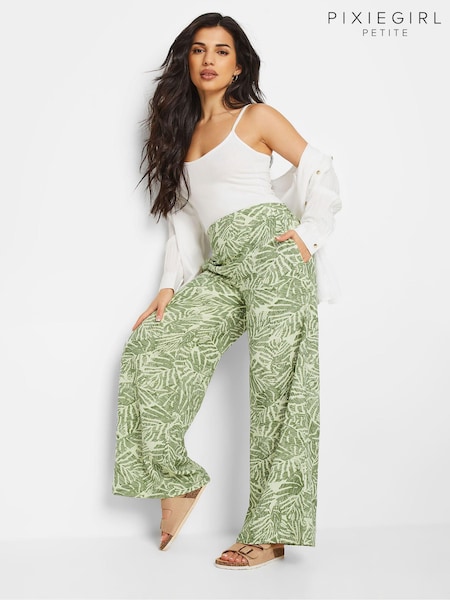 PixieGirl Petite Green Wide Leg Trousers (B69597) | £34