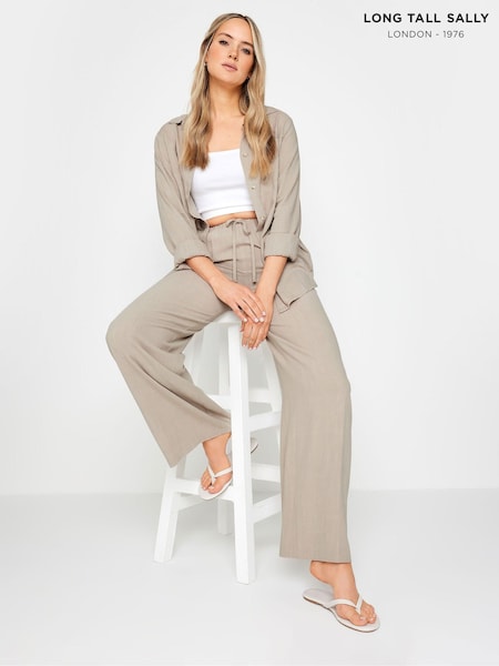 Long Tall Sally Natural Linen Tie Waist Trousers (B69821) | £39