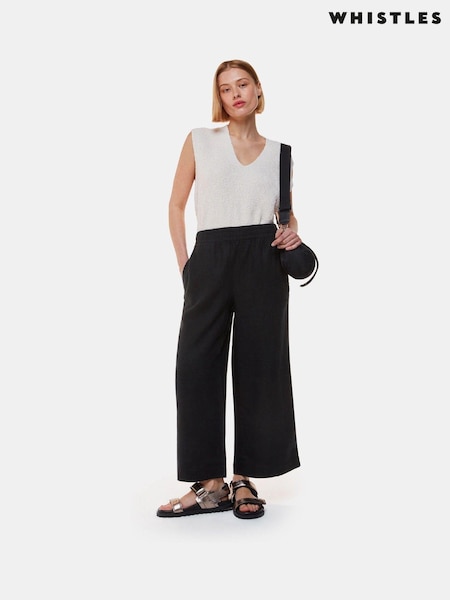Whistles Black Pocket 100% Linen Trousers (B69848) | £99