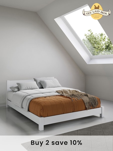 Get Laid Beds White Low Tokyo Solid Wood Bed (B70009) | £585 - £765