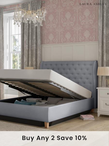 Laura Ashley Hayden Velvet Steel Grey Chatsworth Ottoman Storage Bed Upholstered (B70204) | £850 - £950