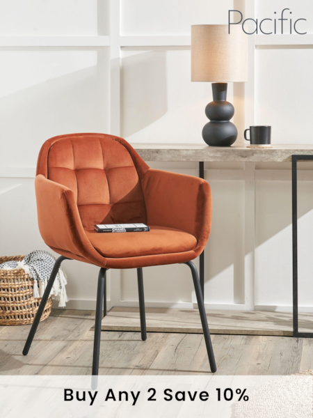 Pacific Orange Cinnamon Velvet Carver Dining Chair (B70267) | £230