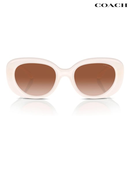 COACH Hc8391U Oval White Sunglasses (B70346) | £124