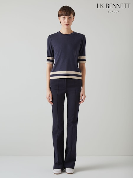 LK Bennett Blue Michi Lyocell Cotton Blend Top (B70460) | £99