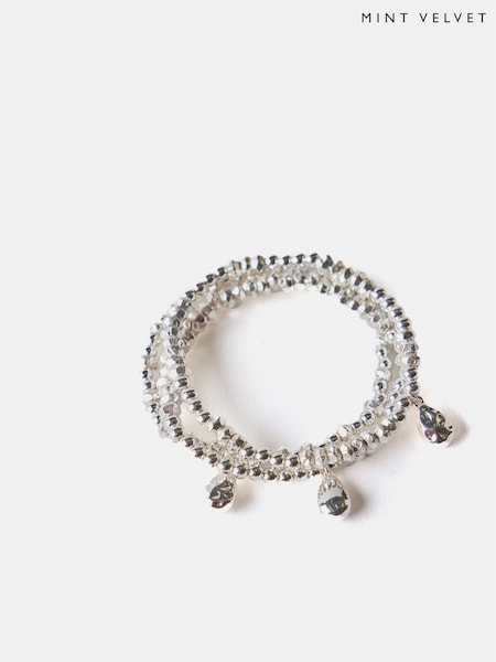 Mint Velvet Silver Tone Friendship Bracelet Set (B70466) | £32