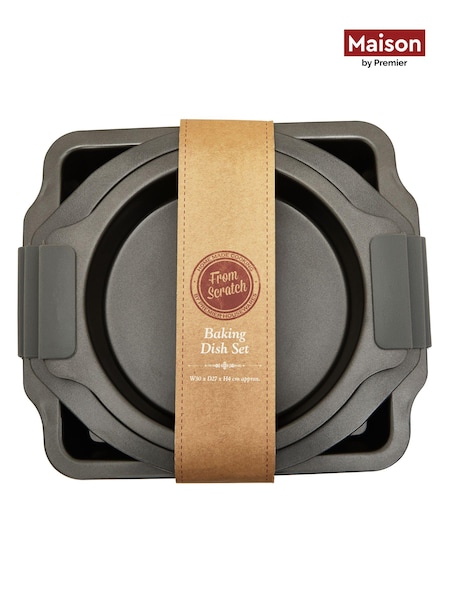 Maison by Premier Grey From Scratch Set Of Three Baking Dishes (B70612) | £35