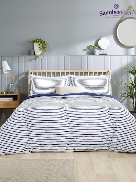 Slumberdown Navy Coverless Comfort Printed Stripe Duvet (B70725) | £30 - £40