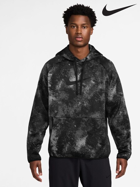 Nike Black Camo Therma-FIT Printed Pullover Versatile Hoodie (B70745) | £70