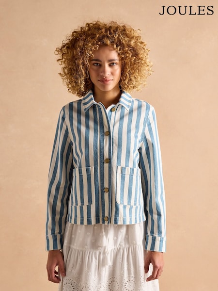 Joules Cream & Blue Stripe Denim Jacket (B70766) | £75