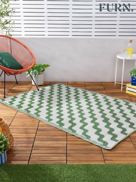 Furn Green Wave Outdoor/Indoor Rug (B71029) | £18