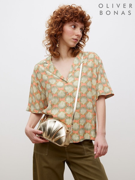 Oliver Bonas Gold Croissant Clutch Bag (B71052) | £42