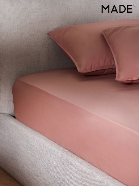 MADE.COM Dusty Rose Cosy Washed Cotton Extra Deep Fitted Sheet (B71406) | £20 - £35