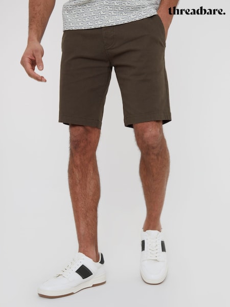 Threadbare Chocolate Slim Fit Cotton Chino Shorts With Stretch (B71696) | £22