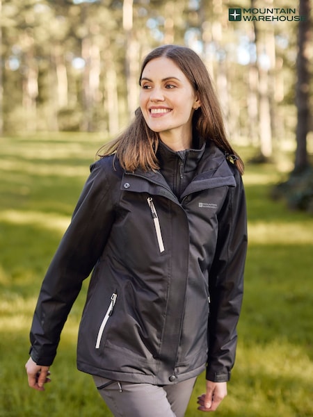 Mountain Warehouse Black Womens Bracken Melange 3 in 1 Waterproof and Breathable Jacket (B71716) | £160