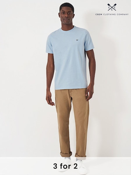 Crew Clothing Light Blue Plain 100% Cotton Classic T-Shirt (B71766) | £25