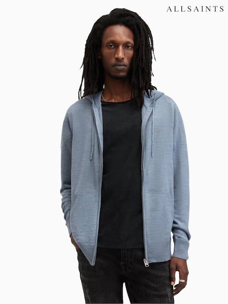 AllSaints Blue Mode Merino Zip Hoodie (B71780) | £99