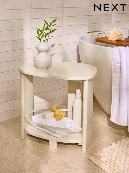 Cream Natural Pebble Shelf Storage Stool (B71832) | £70