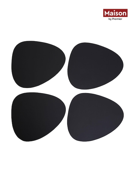 Maison by Premier Black Catlins Pebble 4 Pack Leather Placemats (B71868) | £37