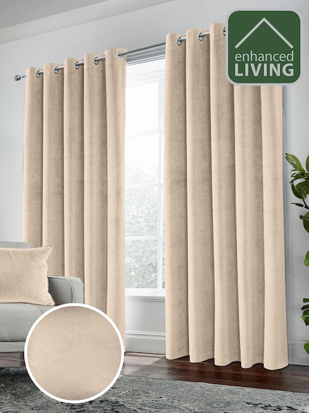 Enhanced Living Cream Thermal Blackout Hampton Readymade Curtains (B71908) | £78 - £131