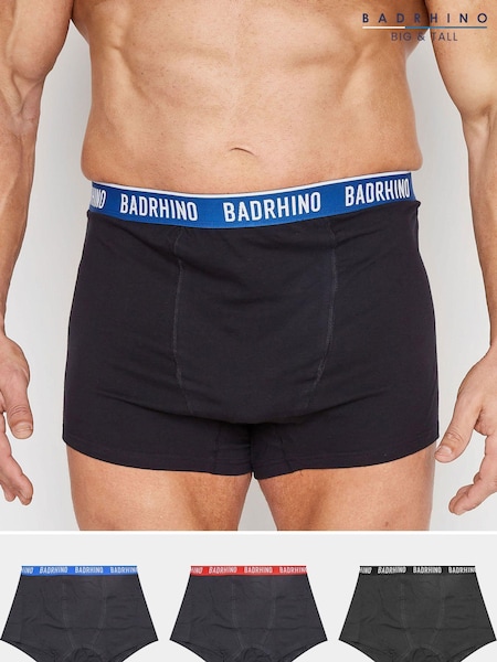 BadRhino Big & Tall Black 100% Cotton Waistband Boxers 3 Pack (B72086) | £26
