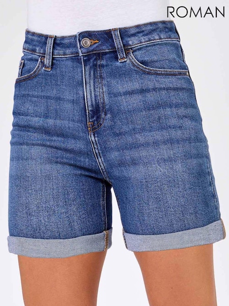 Roman Blue Stretch Denim Mom Shorts (B72121) | £32