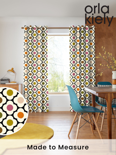 Orla Kiely Black Multi Spot Flower Made to Measure 100% Cotton Curtains (B72261) | £91