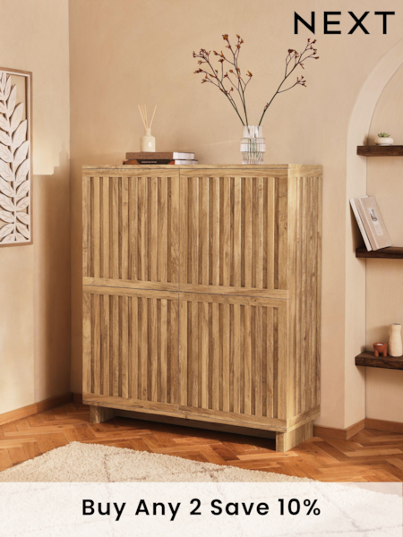 Natural Slatted Tall Sideboard (B72475) | £550