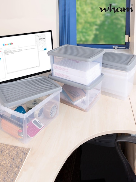 Wham Clear Steel Set of 6 16L Stackable Plastic Storage Box & Lid (B72675) | £32