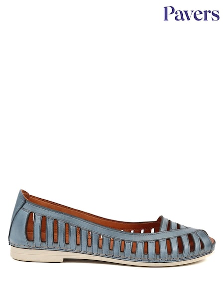 Pavers Blue Pavers Leather Open Toe Ballet Flats (B72743) | £43