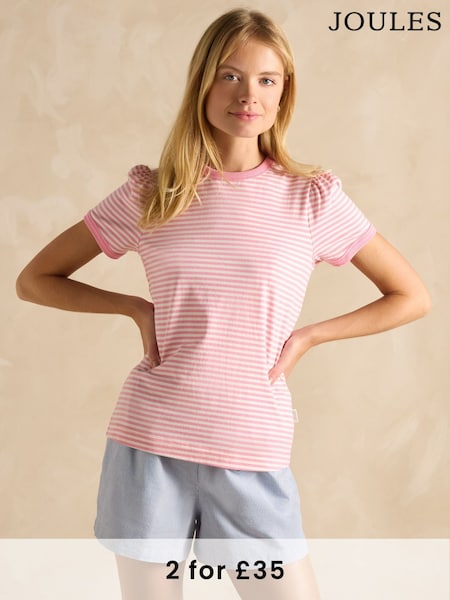 Joules Erin Pink Short Sleeve Striped T-Shirt (B72821) | £24