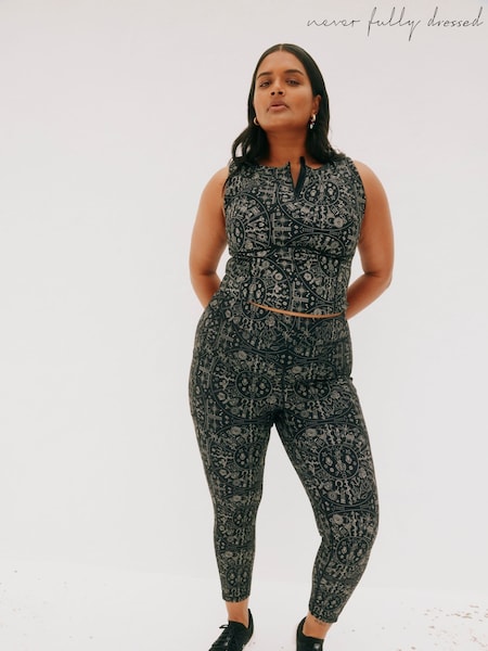 Never Fully Dressed Mono Map Print Sports Leggings (B72832) | £49