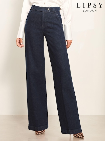 Lipsy Blue High Waist Tailored Wide Leg Jeans (B72906) | £50