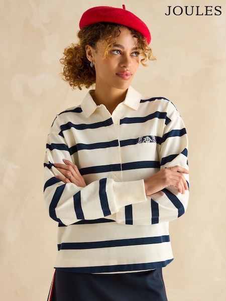 Joules Lara Navy Blue Boxy Fit Rugby Shirt (B73021) | £60