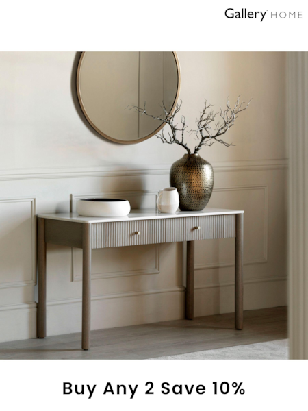 Gallery Home Grey Kenitra Marble 2 Drawer Console Table (B73084) | £779