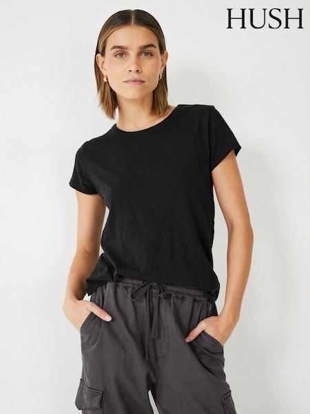 Hush Black Slim Fit Crew T-Shirt (B73409) | £27