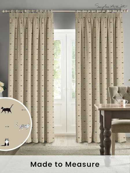 Sophie Allport Natural Purrfect Made to Measure 100% Cotton Curtains (B73569) | £91