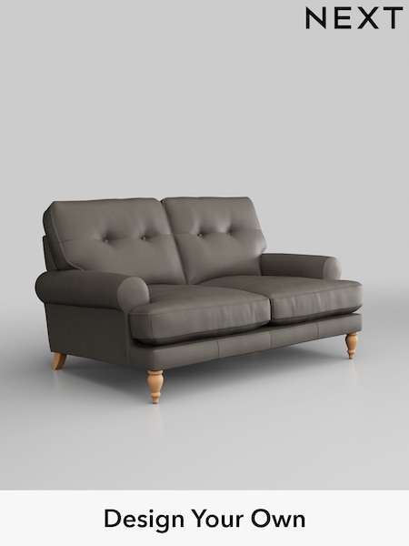 Turin Leather/French Grey Erin Buttoned Back Leather Deep Sit (B73598) | £1,899