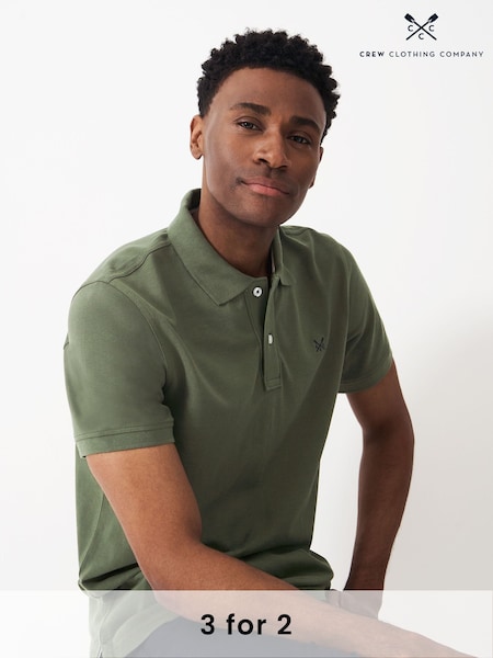 Crew Clothing Light Green 100% Cotton Pique Polo Shirt (B74117) | £40