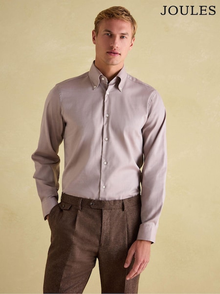 Joules Oxford Twill Shirt Neutral Regular Fit Single Cuff (B74156) | £49